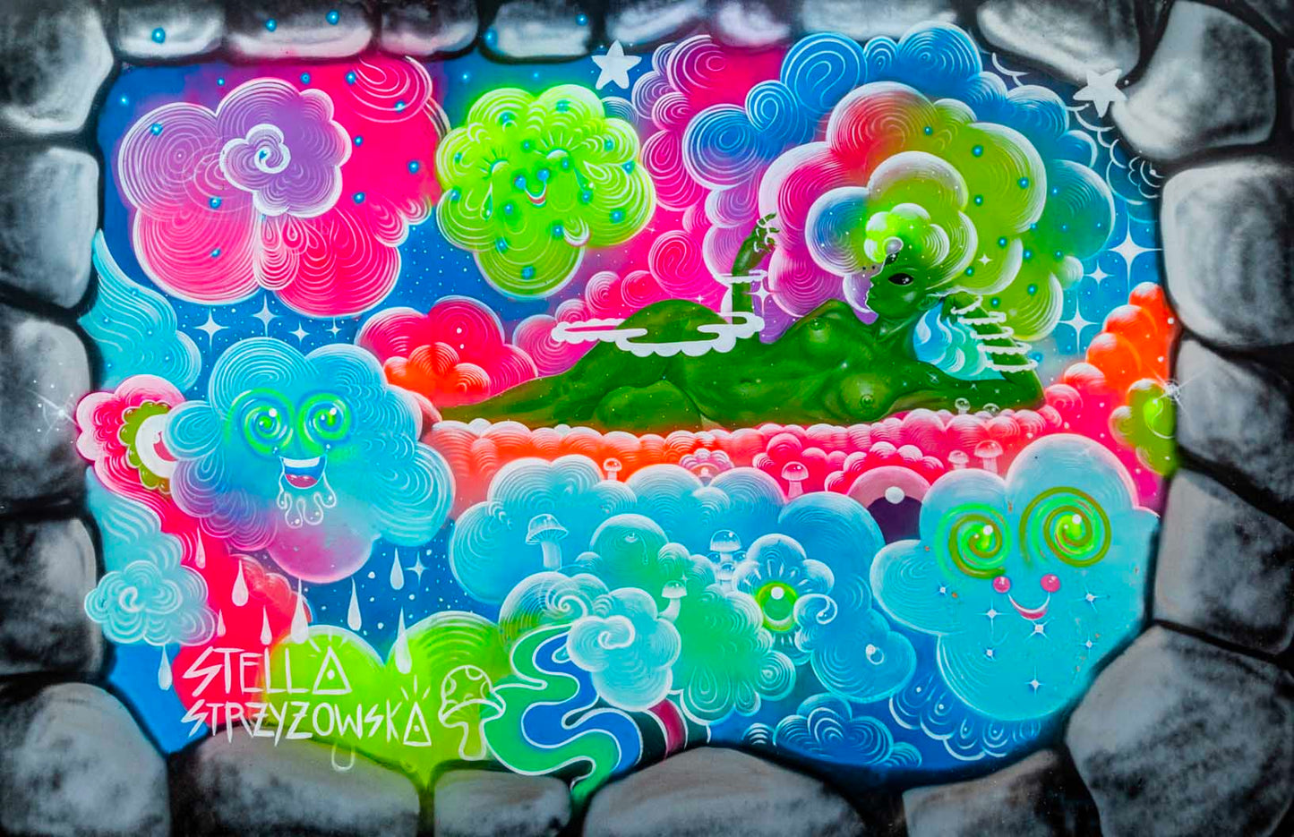 'Happy Clouds'-Stella Strzyzowska-2022|Mural Maze Canvas Print image 1