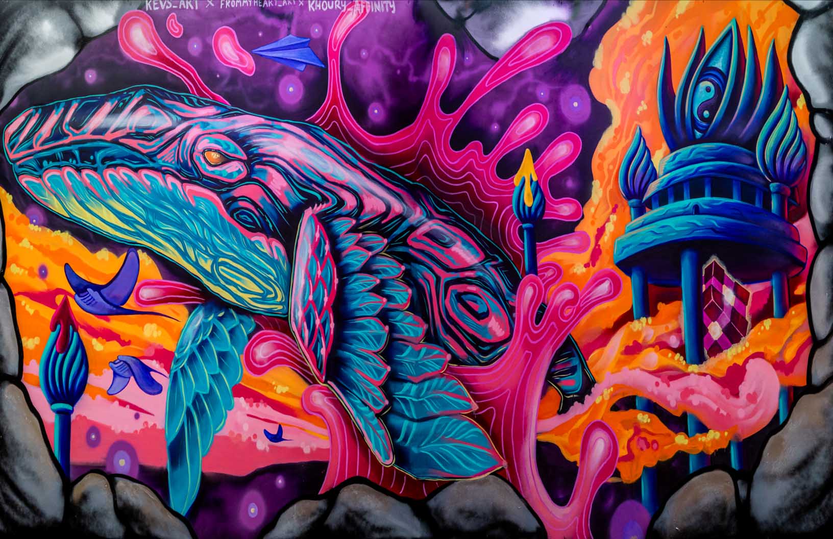 'Space Whale 2023'- Kevin Hughsam x Jesse Jones x Khoury Ahwesh | Mural Maze Paper Print image 0