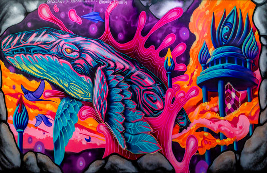 'Space Whale 2023'- Kevin Hughsam x Jesse Jones x Khoury Ahwesh | Mural Maze Paper Print image 0