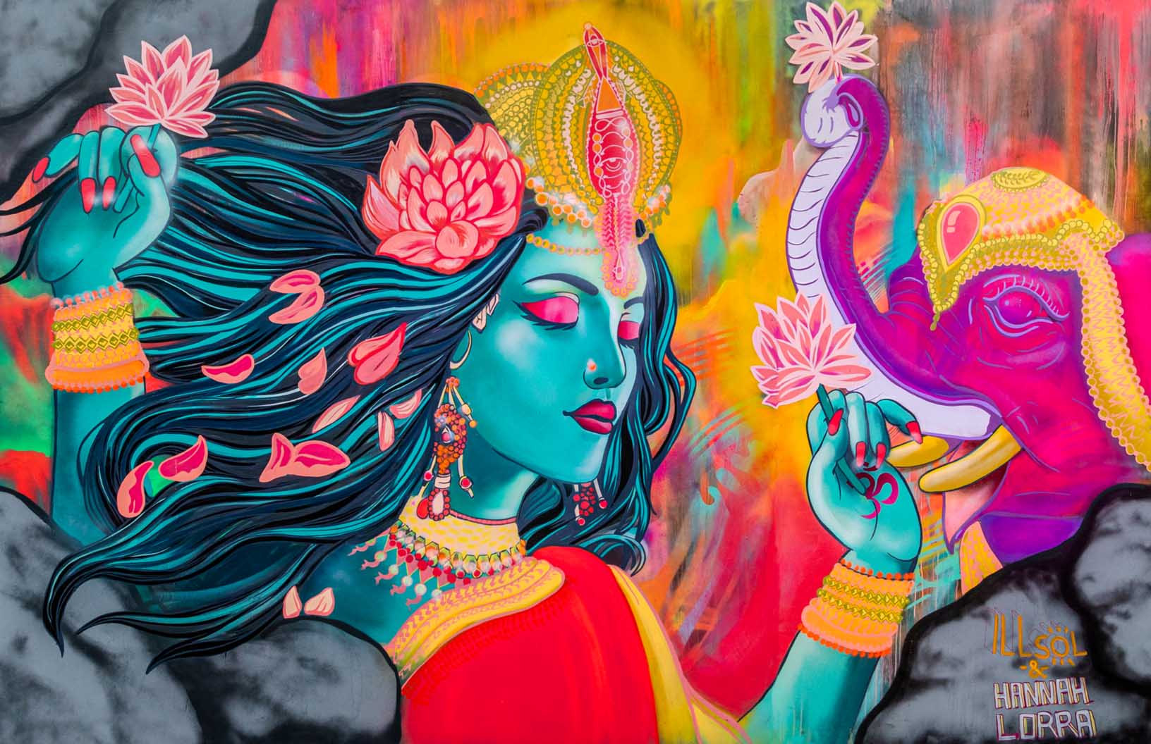 'Ganesha Goddess'-IllSol x Hannah Lorra Collab -2023| Mural Maze CanvasPrint image 1