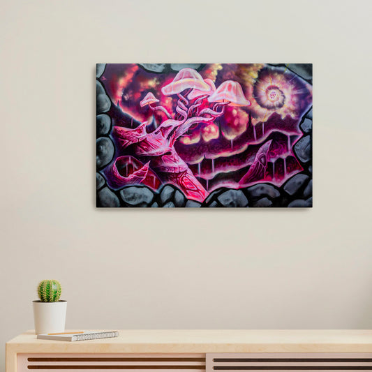 'Mushroom Scape 2021'-Kevin Hughsam | Mural Maze Canvas Print image 0