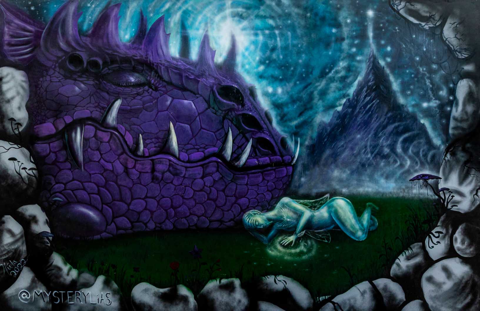 'Purple Dragon' 2022-Mysterylias | Mural Maze Paper Print image 0