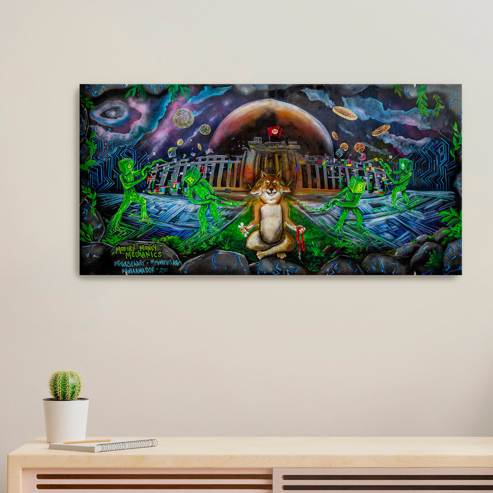 'Modern Money Mechanics'-Anamorphosis Art, StaySeaArt-2021| Mural Maze Canvas Print image 0