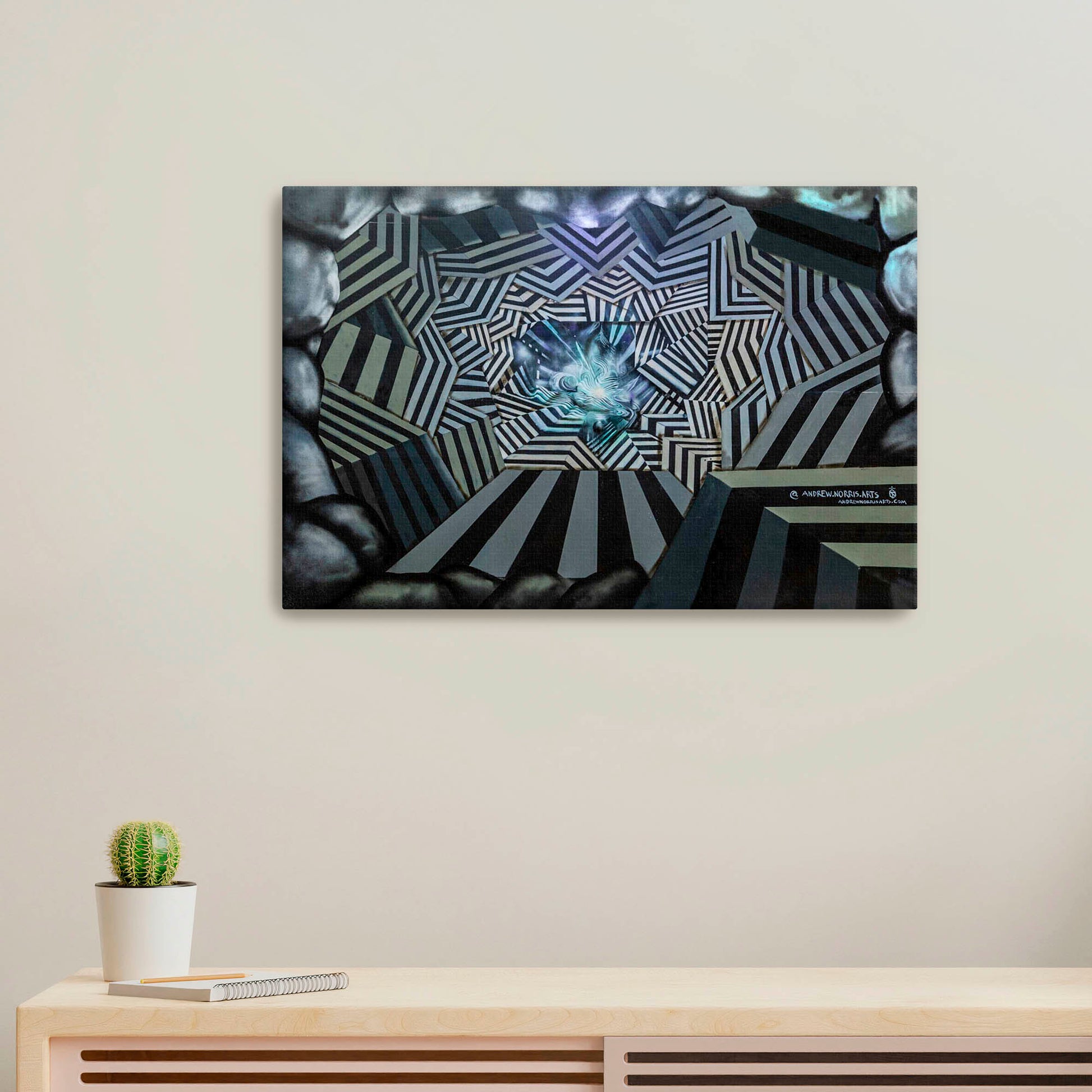 'Black and White Portal' Andrew Norris-2019|Mural Maze Canvas Print image 0