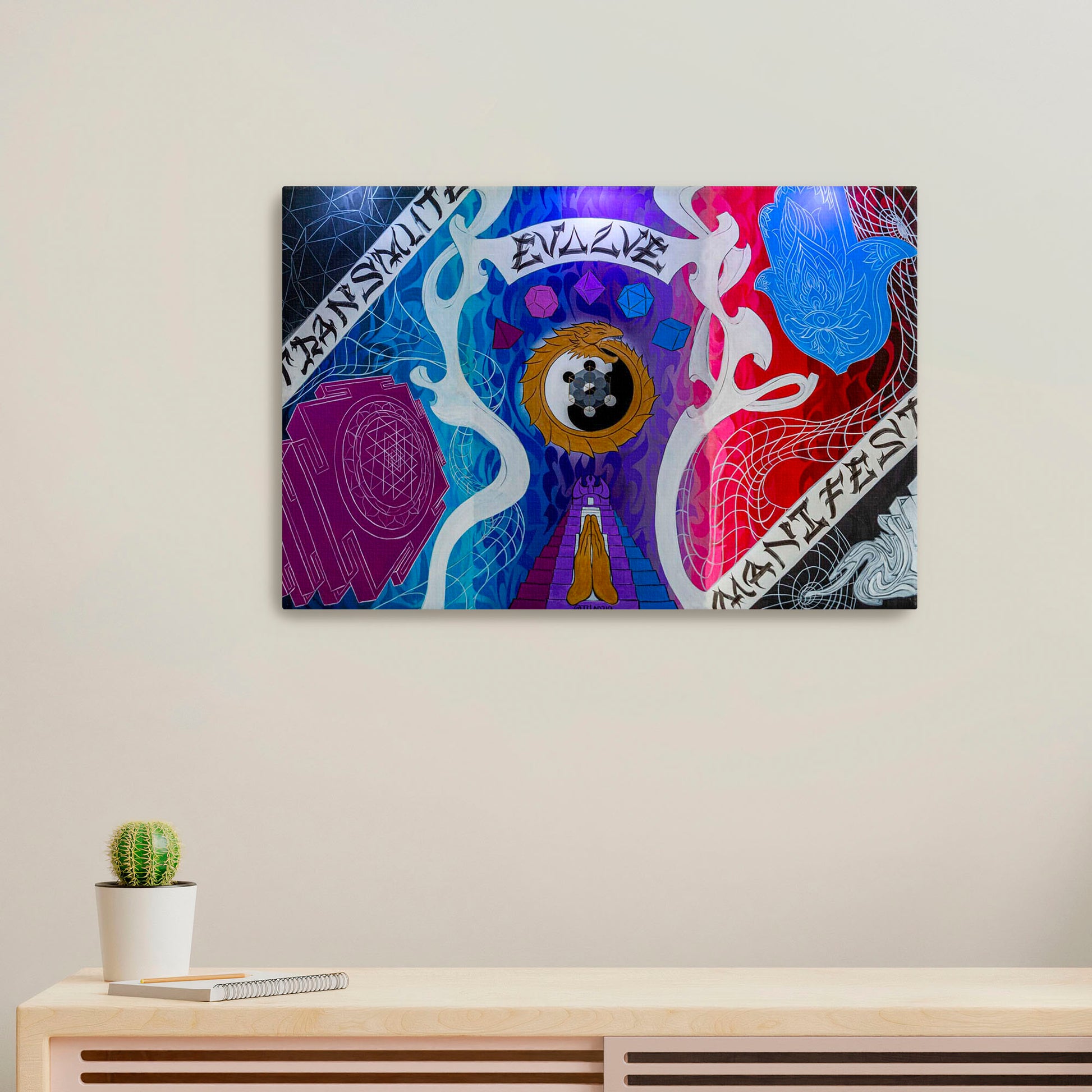 'Transmute Evolve Manifest'-TELOS369-2023|Mural Maze Canvas Print image 0