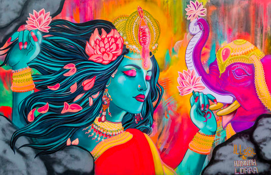 'Ganesha Goddess'2023 - IllSol x Hannah Lorra Collab | Mural Maze Paper Print image 0