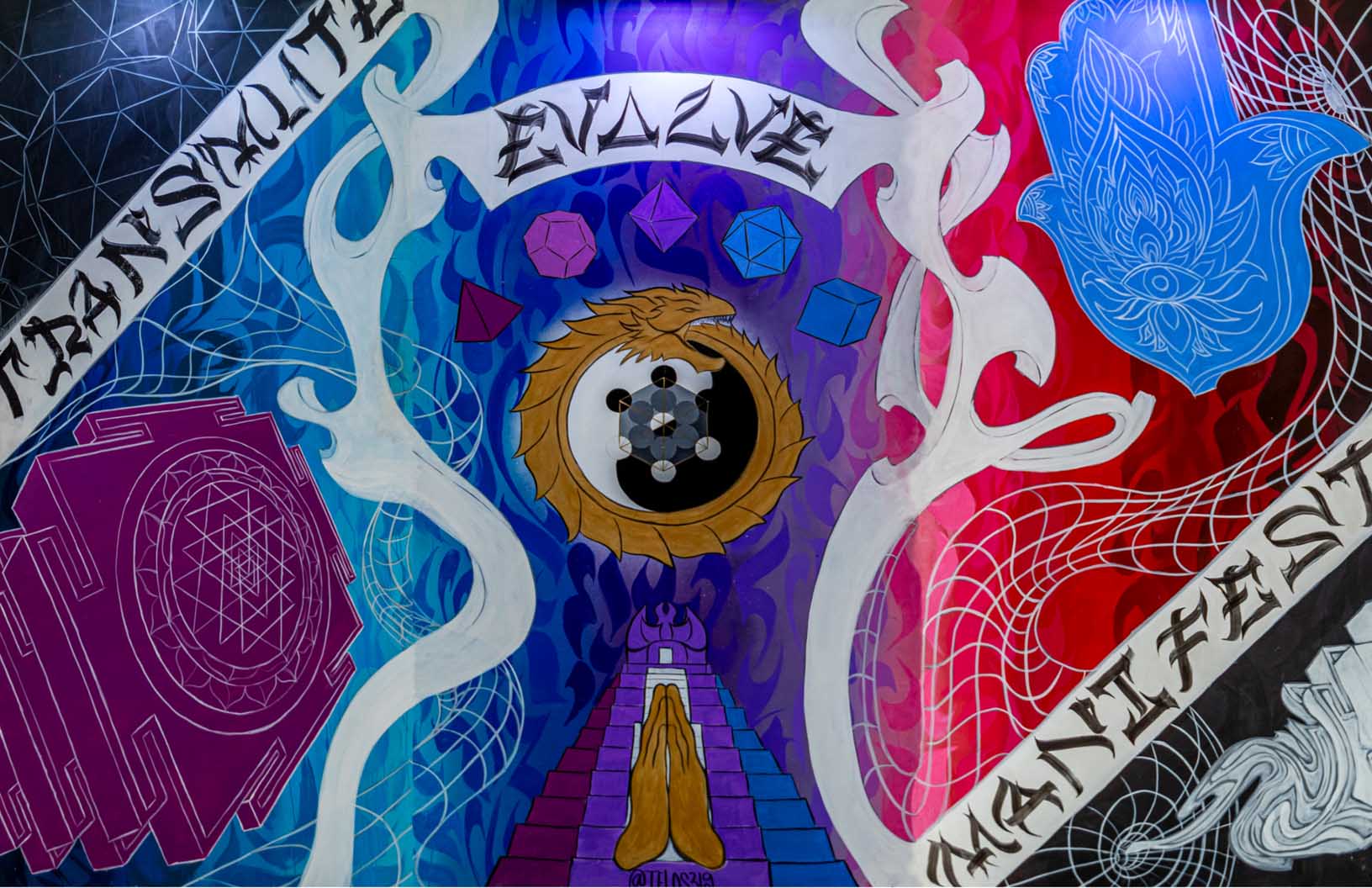 'Transmute Evolve Manifest'-TELOS369-2023|Mural Maze Canvas Print image 1