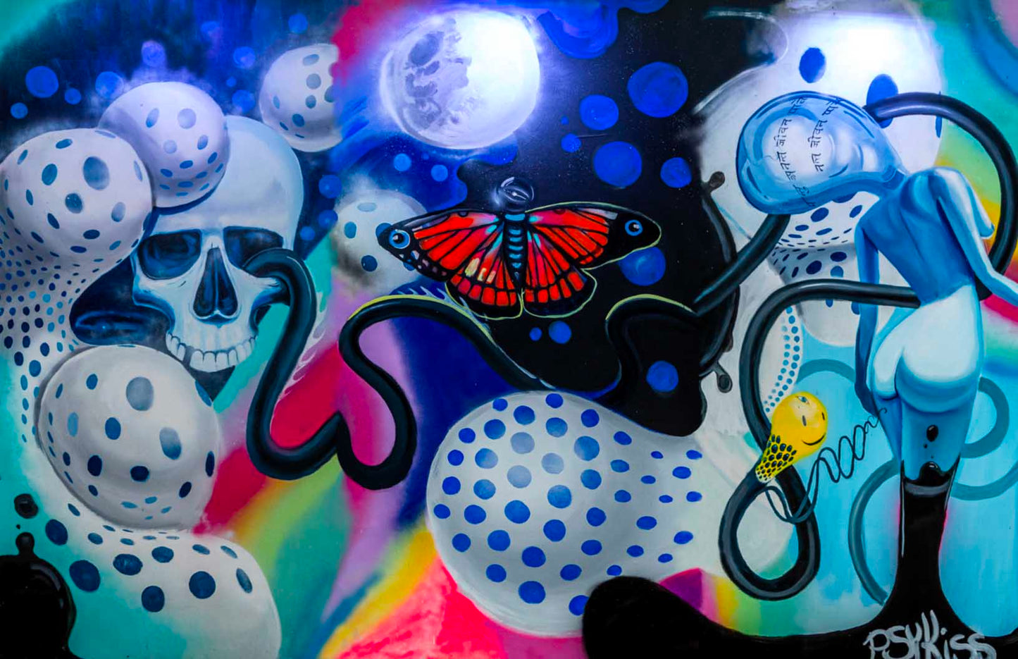 'Buttermoon SkullFly' 2023 - Psykiss | Mural Maze Paper Print image 0