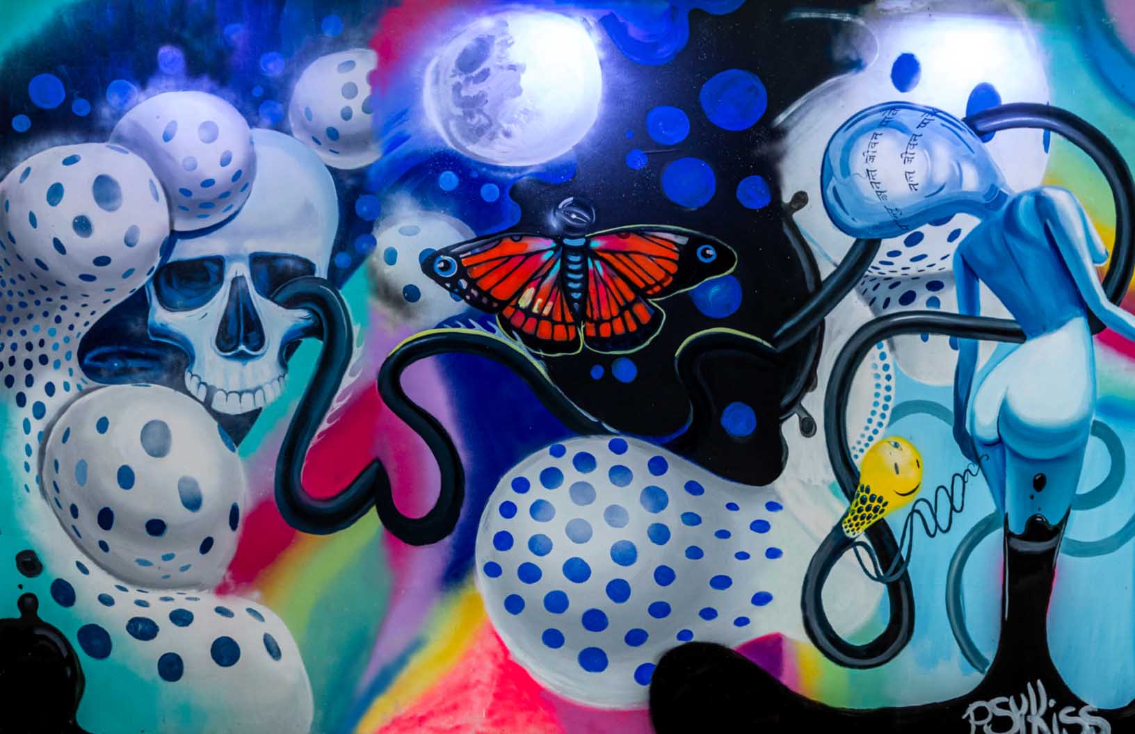 'Buttermoon SkullFly' 2023 - Psykiss | Mural Maze Paper Print image 0