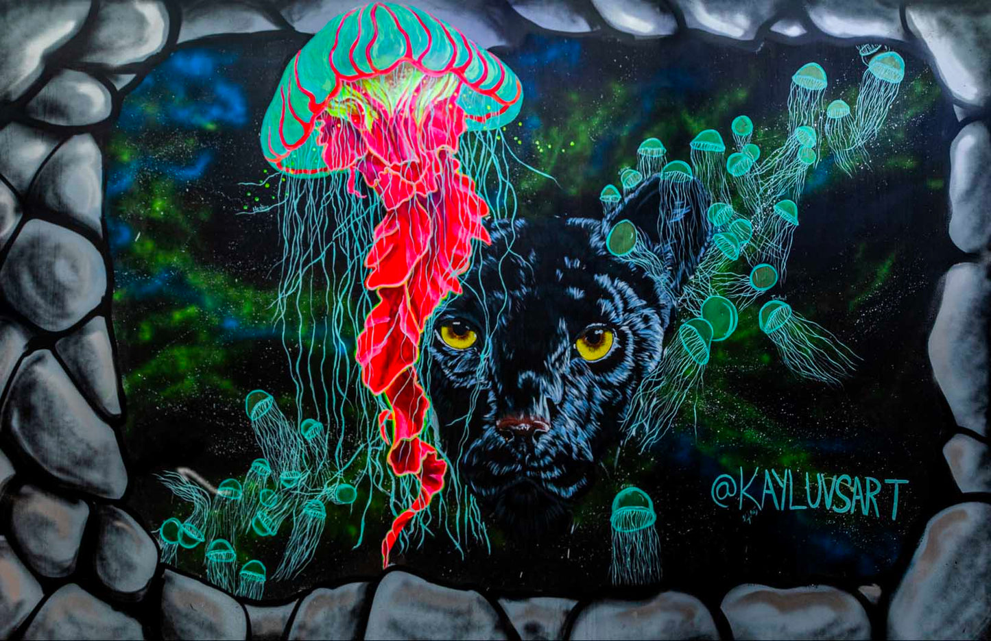 'Jellyfish Panther' - KayLuvsArt | Mural Maze Paper Print image 0