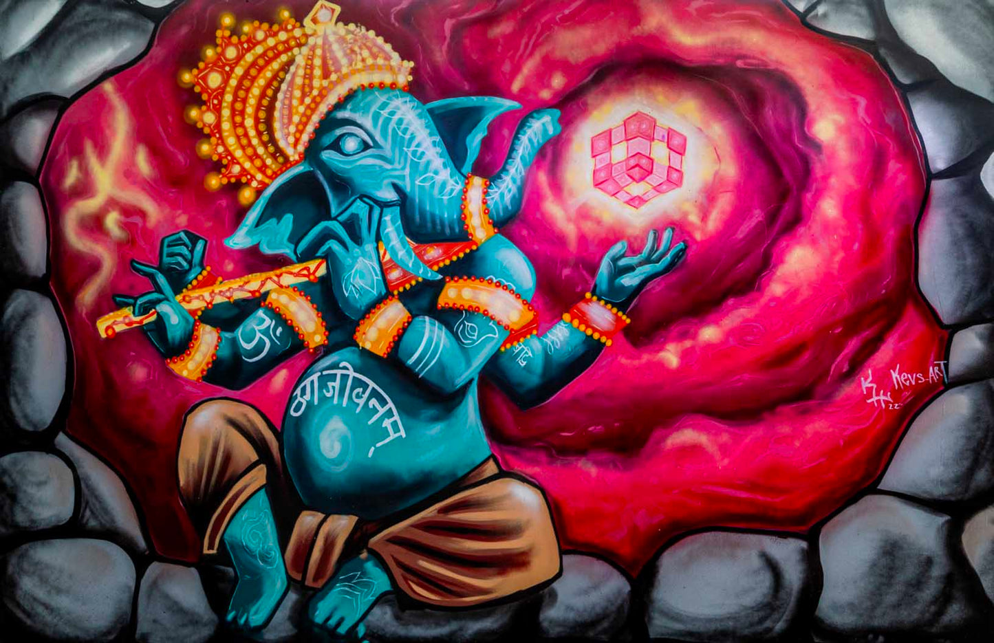 'Ganesha 2022'-Kevin Hughsam|Mural Maze Canvas Print image 1