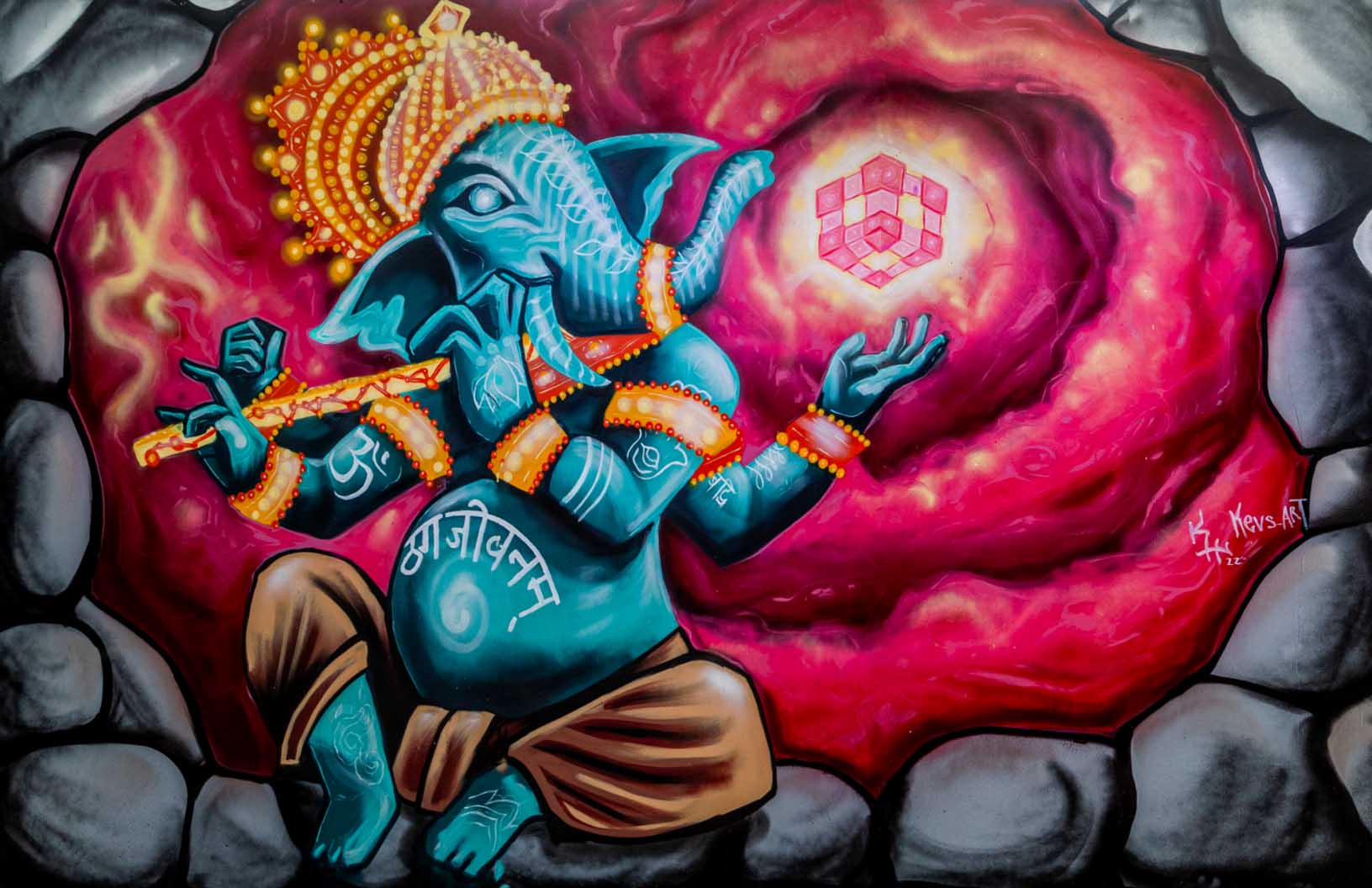 'Ganesha 2022'-Kevin Hughsam|Mural Maze Canvas Print image 1