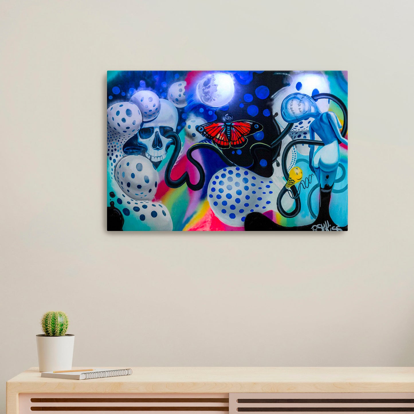 'Buttermoon SkullFly'-Psykiss-2023|Mural Maze Canvas Print image 0