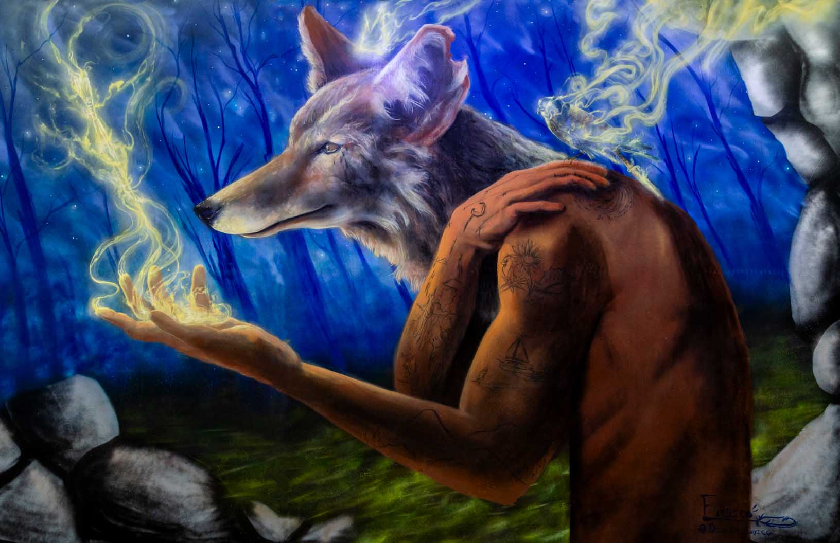 ‘Wolf Man’-Dillon Endico-2022|Mural Maze Canvas Print image 1