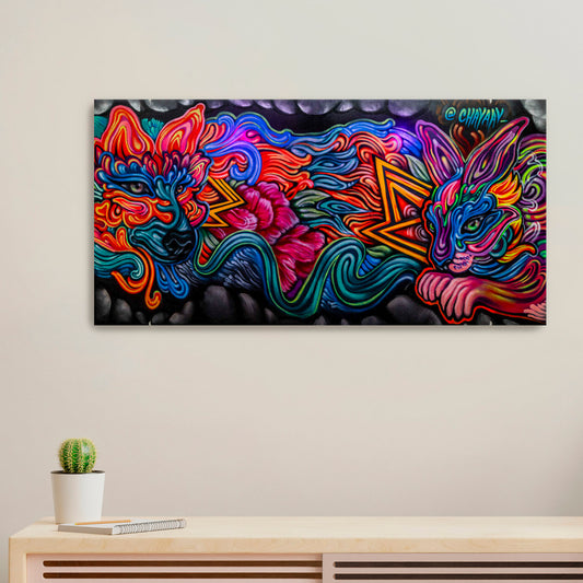 'Wolf Cat Flow'-ChayaAv-2018|Mural Maze Canvas Print image 0