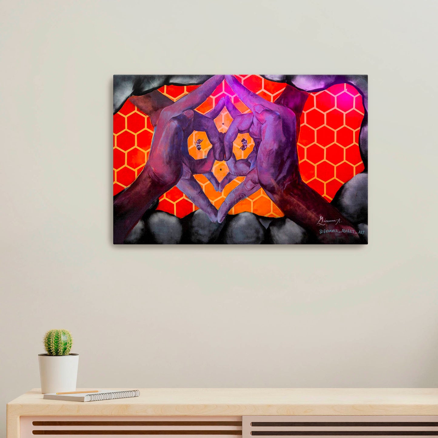 'Hands Hive'-Giovanna Alvarez-2019 | Mural Maze Canvas Print image 0