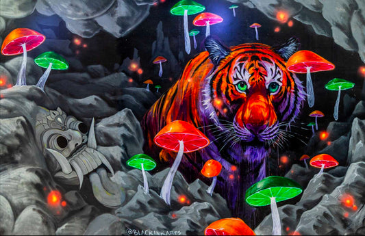 'Shroom Tiger' 2018-Black Ink Arts | Mural Maze Paper Print image 0