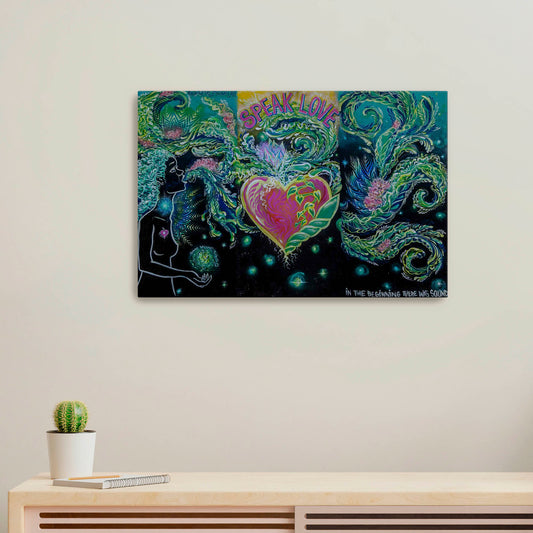 'Speak Love'-Dome Moon | Mural Maze Canvas Print image 0